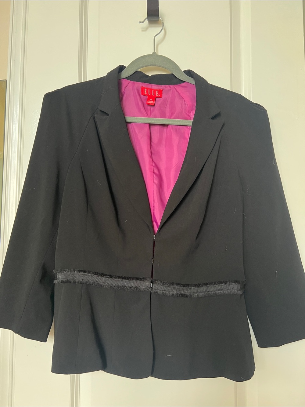 ELLE Black Women's Blazer with Pink Lining